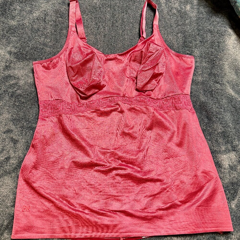 Ruby Ribbon Lace Cami - Size 46 Hot Pink - Womens Shaping Top Style 3024